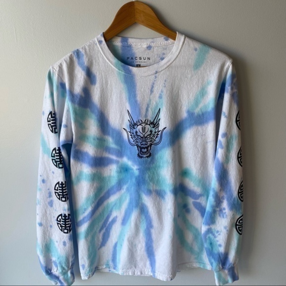 PACSUN Wonderful Destructions Tie Dye Long Sleeve Shirt Sz S